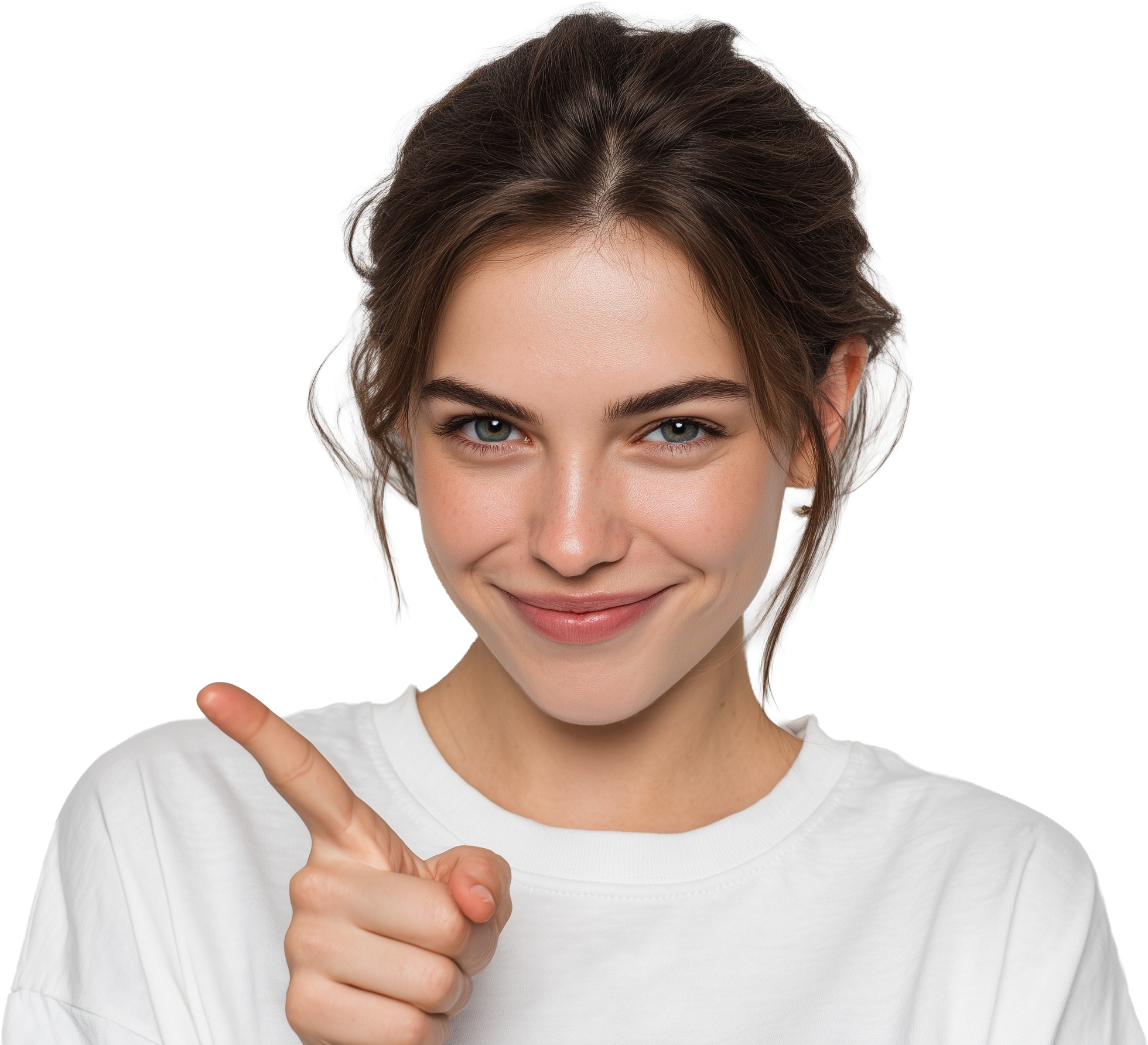 Happiez meisje wijst naar onze prijslijst